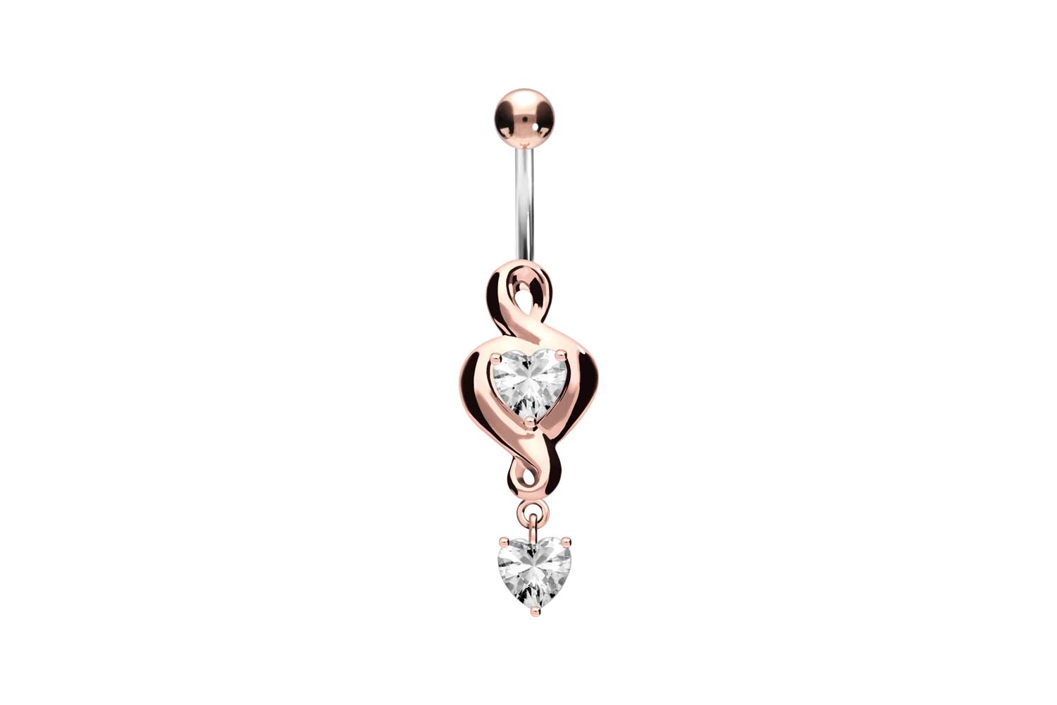 Titan Bananabell Piercing mit 925er Silber-Design HERZ-DESIGN